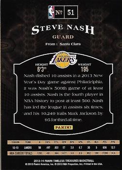 2013-14 Panini Timeless Treasures #51 Steve Nash Back