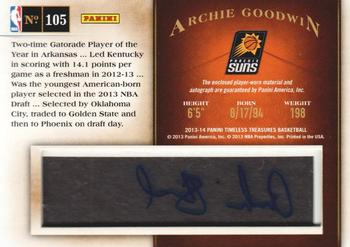 2013-14 Panini Timeless Treasures #105 Archie Goodwin Back