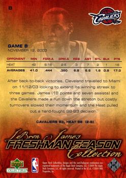 2004 Upper Deck Collectibles LeBron James Freshman Season #8 LeBron James Back