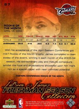 2004 Upper Deck Collectibles LeBron James Freshman Season #87 LeBron James Back