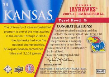 2013 Upper Deck University of Kansas - Autographs #74 Tyrel Reed Back