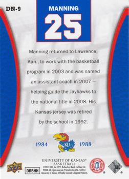 2013 Upper Deck University of Kansas - Distinguished Numbers #DN-9 Danny Manning Back