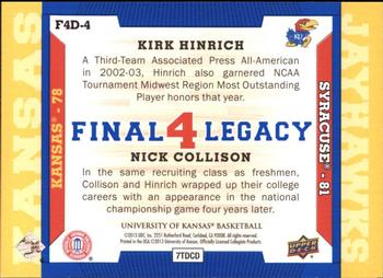 2013 Upper Deck University of Kansas - Final 4 Legacy Duos #F4D-4 Nick Collison / Kirk Hinrich Back