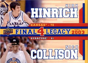2013 Upper Deck University of Kansas - Final 4 Legacy Duos #F4D-4 Nick Collison / Kirk Hinrich Front