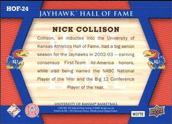 2013 Upper Deck University of Kansas - Jayhawk Hall of Fame #HOF-24 Nick Collison Back