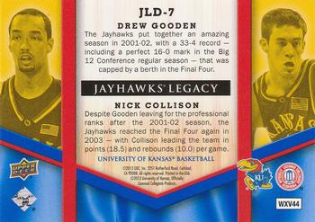 2013 Upper Deck University of Kansas - Jayhawks Legacy Duos #JLD-7 Drew Gooden / Nick Collison Back