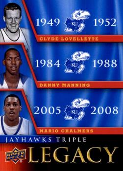 2013 Upper Deck University of Kansas - Jayhawks Legacy Trios #JLT-2 Clyde Lovellette / Mario Chalmers / Danny Manning Front