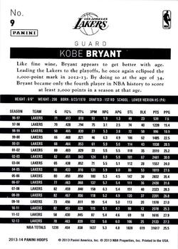 2013-14 Hoops - Red #9 Kobe Bryant Back
