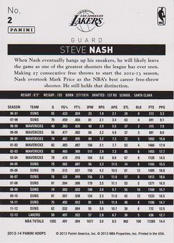 2013-14 Hoops - Gold #2 Steve Nash Back