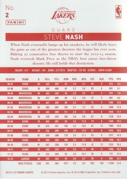 2013-14 Hoops - Red Back #2 Steve Nash Back