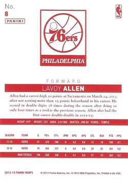 2013-14 Hoops - Red Back #8 Lavoy Allen Back
