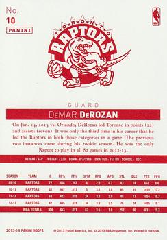 2013-14 Hoops - Red Back #10 DeMar DeRozan Back