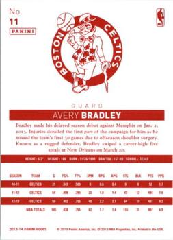 2013-14 Hoops - Red Back #11 Avery Bradley Back