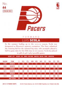 2013-14 Hoops - Red Back #66 Luis Scola Back