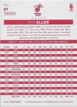 2013-14 Hoops - Red Back #87 Ray Allen Back