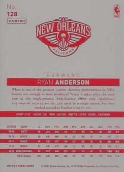 2013-14 Hoops - Red Back #128 Ryan Anderson Back