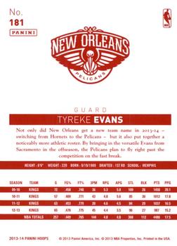 2013-14 Hoops - Red Back #181 Tyreke Evans Back