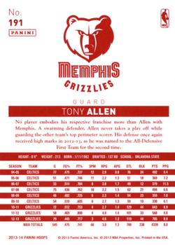 2013-14 Hoops - Red Back #191 Tony Allen Back