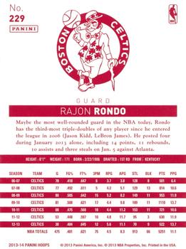 2013-14 Hoops - Red Back #229 Rajon Rondo Back