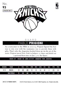 2013-14 Hoops - Artist's Proof #93 Pablo Prigioni Back