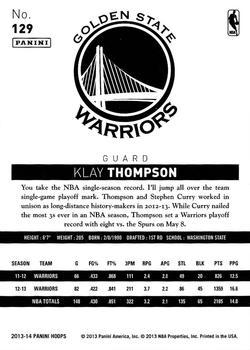 2013-14 Hoops - Artist's Proof Black #129 Klay Thompson Back