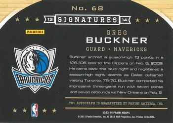2013-14 Hoops - Signatures #68 Greg Buckner Back
