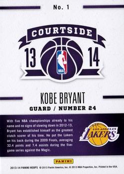2013-14 Hoops - Courtside #1 Kobe Bryant Back
