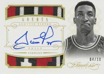 2012-13 Panini Flawless - Greats Dual Patches Autographs Gold #9 Scottie Pippen Front