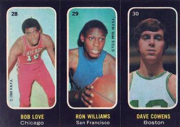 1971-72 Topps - Trios Stickers #28-29-30 Bob Love / Ron Williams / Dave Cowens Front