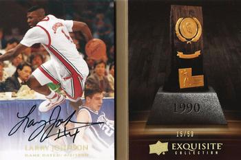2012-13 Upper Deck Exquisite - National Championship Trophy Autographs #CT-LJ Larry Johnson Front