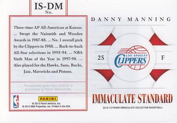 2012-13 Panini Immaculate Collection - Immaculate Standard #IS-DM Danny Manning Back