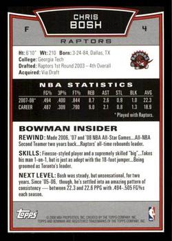 2008-09 Bowman #4 Chris Bosh Back