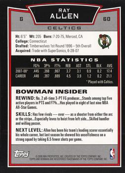 2008-09 Bowman #60 Ray Allen Back