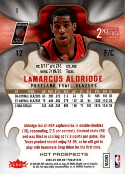 2008-09 Fleer Hot Prospects #1 LaMarcus Aldridge Back