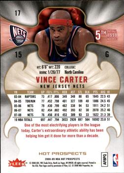 2008-09 Fleer Hot Prospects #17 Vince Carter Back