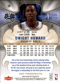 2008-09 Fleer Hot Prospects #38 Dwight Howard Back