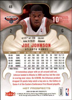 2008-09 Fleer Hot Prospects #48 Joe Johnson Back