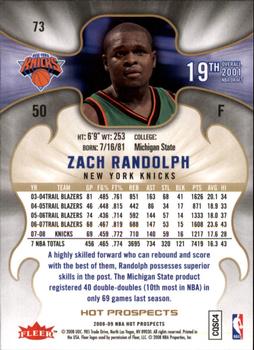 2008-09 Fleer Hot Prospects #73 Zach Randolph Back