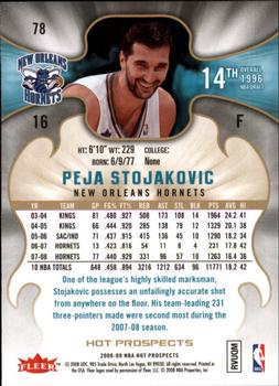 2008-09 Fleer Hot Prospects #78 Peja Stojakovic Back