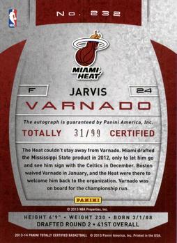 2013-14 Panini Totally Certified - Totally Red Signatures #232 Jarvis Varnado Back