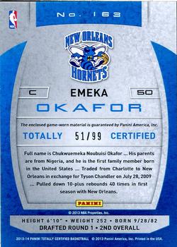 2013-14 Panini Totally Certified - Materials Blue #163 Emeka Okafor Back