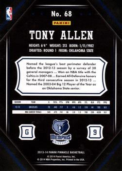 2013-14 Pinnacle #68 Tony Allen Back