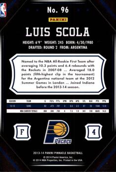 2013-14 Pinnacle #96 Luis Scola Back