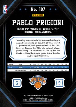 2013-14 Pinnacle #107 Pablo Prigioni Back