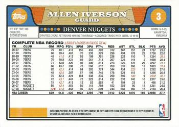 2008-09 Topps Chrome #3 Allen Iverson Back