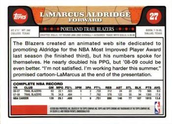 2008-09 Topps Chrome #27 LaMarcus Aldridge Back