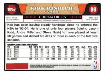 2008-09 Topps Chrome #96 Kirk Hinrich Back