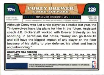 2008-09 Topps Chrome #129 Corey Brewer Back