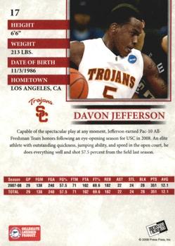 2008 Press Pass #17 Davon Jefferson Back