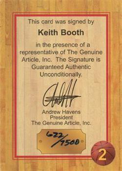1997 Genuine Article - Autographs #2 Keith Booth Back